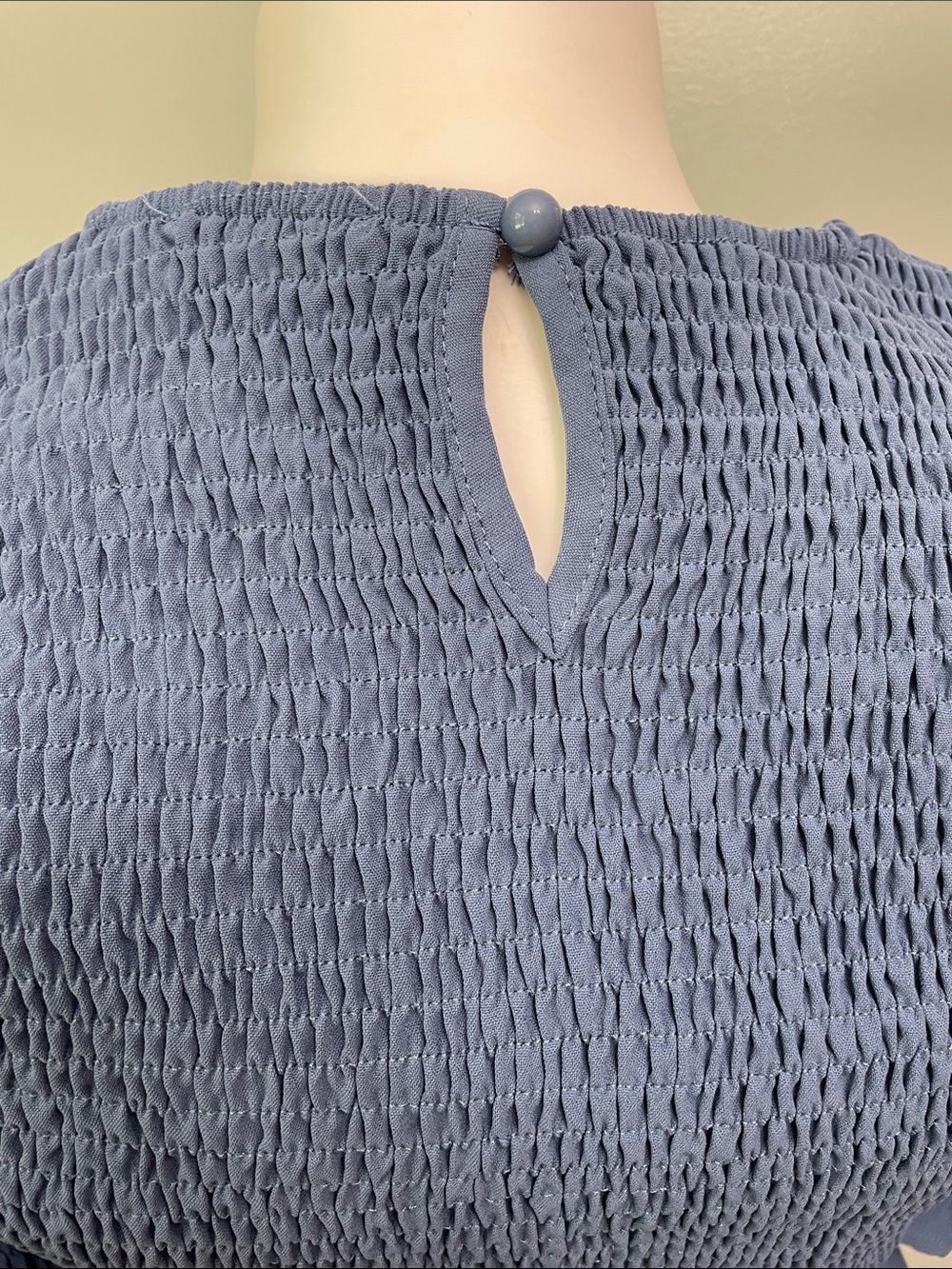 Smocked Maxi Dress in Dusty Blue. Size Large. - Picture 4 of 5